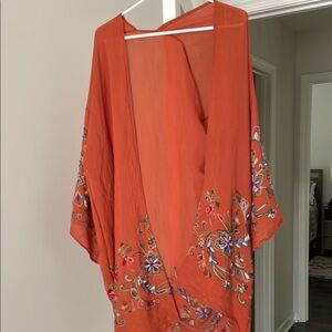 Embroidered Orange Kimono